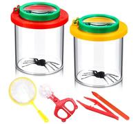 lomdung 2 Pcs Scatola Osservazione Insetti, Scatola per Insetti Bambini, Barattolo Osserva Insettis con 3X/6X Lente Scatolas, Esplorazione Outdoor Giocattoli Regalo Set per Bambini da 3+ Anni