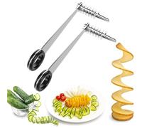 lomdung 2 Pezzi Taglia Patate a Spirale, Spiralizzatore Verdure in Acciaio Inox, Utensili da Cucina a Spirale per Frutta e Verdura, Taglierina Portatile a Spirale per Patate Cetrioli Carote Frutta