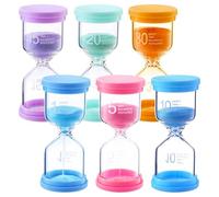 lomdung 6 Pezzi Clessidra Bambini, Colorate Clessidre Set per Bambinis 1/5/10/15/20/30 Minuti, per Fetto come Timer Visivo Bambini, Educativo o come Clessidra Bomboniera