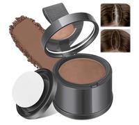 Lomdung Polvere per Capelli Con Specchio e Piumino da Cipria, Fibre Volumizzanti, Attaccatura Tenuta per Riempimento Diradamento, Marrone Scuro