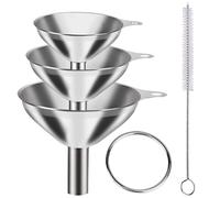 lomdung Set di 3 Piccoli Imbuti, Piccolo Imbuto da Cucina con Manico, Piccolo Imbuto in Acciaio Inossidabile, Strumento di Erogazione di Liquidi, per Bottiglie, Cucina, Cosmetici e Liquidi