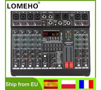 LOMEHO Console di missaggio a 6 canali mono 99 effetti digitali Bluetooth USB Mixer audio per PC con 48 V per Karaoke Church AM-GT6 EU PLUG