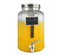 Lomejii Dispensatore di Bevande in Vetro da 5,5L con Rubinetto in Acciaio Inossidabile - Grande Contenitore per Acqua per Cucina e Frigorifero, Salutare e Duraturo