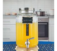 Lomejii Dispenser per bevande in vetro da 5,5 l, con beccuccio in acciaio inox e struttura in legno, ideale per acqua, succhi di frutta, per la produzione di kombucha e vino.