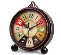 LOMGDOVC Sveglia da tavolo classica retrò dorata, stile vintage europeo, movimento al quarzo silenzioso, senza ticchettio, lente in vetro HD, funzionamento a batteria, facile da leggere, decorazione