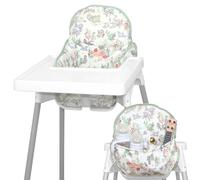 Lomgwumy Cuscino per seggiolone Ikea, per cuscino Antilop, con borsa per sedia, per seggiolone Ikea, in cotone antiscivolo, morbido, per stare seduto più confortevole (motivo animali della foresta con