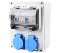 Lomhyve Distributore di corrente da 16 A, distributore a parete con interruttore automatico C16A e interruttore differenziale 25A, IP44, per uso interno ed esterno nei cantieri (2x16a 230V, LS+FI)