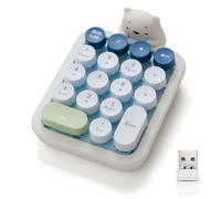 Lomiluskr Simpatico tastierino numerico wireless con orso in silicone, tasti rotondi colorati, connessione wireless USB 2,4 G, tastiera numerica portatile per contabilità finanziaria, adatta per PC
