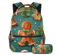 L'omino di pan di zenzero resta organizzato a scuola con il nostro set zaino e astuccio, perfetto per ragazzi, ragazze e adolescenti, Multicolore#05, B:29.4x20x40cm P:19x7.5x3.8cm, Zaini Daypack