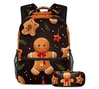 L'omino di pan di zenzero resta organizzato a scuola con il nostro set zaino e astuccio, perfetto per ragazzi, ragazze e adolescenti, Multicolore#06, B:29.4x20x40cm P:19x7.5x3.8cm, Zaini Daypack