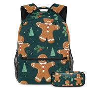 L'omino di pan di zenzero rimane alla moda e organizzato con il nostro zaino e astuccio combinato per ragazzi ragazze adolescenti, Multicolore#05, B:29.4x20x40cm P:19x7.5x3.8cm, Zaini Daypack