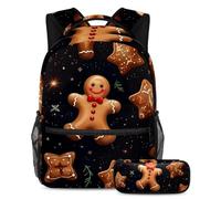 L'omino di pan di zenzero rimane alla moda e organizzato con il nostro zaino e astuccio combinato per ragazzi ragazze adolescenti, Multicolore#02, B:29.4x20x40cm P:19x7.5x3.8cm, Zaini Daypack