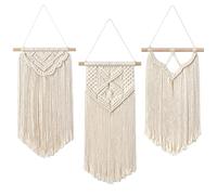 LOMOHOO 3 piccoli arazzi in macramè da appendere alla parete, decorazione artistica da parete, ideale per decorazioni per la casa boho, appartamento, camera dei bambini, decorazioni per feste
