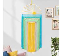 LOMOHOO Arazzo da parete in macramè, 30 x 70 cm, decorazione artistica da parete in stile bohémien, arazzo da parete con sole, decorazione da parete arcobaleno, per camera da letto, soggiorno,