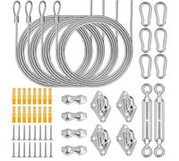 Lomoky Kit di accessori per vela ombreggiante, in acciaio inossidabile 304, set di accessori per tettoia rettangolare a triangolo e patio da giardino esterno (incluso tenditore da 14 cm, fune