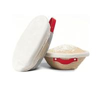 lomonmen Cestino Lievitazione Pane,Cestini Lievitazione Pane con Tela di Lino e Coperchio (Rotondo & Ovale),Durevole Naturale - Ideale per Panettieri e Casa,Con Risparmio Spazio