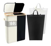 lomonmen Cesto Portabiancheria 160L,Cesto Biancheria Sporca con Coperchio e 2 Scomparti,Cesta per il Bucato Pieghevole e Borsa Rimovibile per Camera da Letto,Bagno,Lavanderia