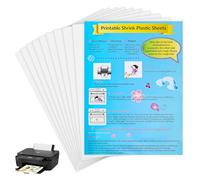 lompyeu 10 Pezzi Fogli in Plastica Termoretraibile Stampabile,A4 Magica Shrink Plastic, Kit di Plastica Termoretraibile per Fai-da-Te Artigianato