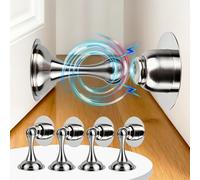 lompyeu 4 Pezzi Fermaporta Magnetico, Fermaporta Pavimento Magnetico adesivo con Viti Autoadesive Nascoste, Nessun Pugno, Acciaio Inox Ferma Porta, per Ufficio, Hotel, Camerette