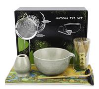 lompyeu Set Di 7 Pezzi Matcha Kit - Macha Tea Kit, Matcha Whisk Set, Matcha Bowl Con Beccuccio, Portafrusta, Con Matcha Cucchiaino, per Gli Appassionati di Matcha Regalo (Verde)