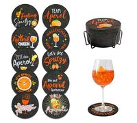 Lompyeu Sottobicchieri per bicchieri, 10 pezzi Aperol Spritz Sottobicchieri in Feltro Rotondi con Porta, Assorbenti per birra Aperol Gift - Decorazione per il tavolo del
