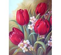 LOMSIOY 5D Diamond Painting Kit Tulipano Completo Fai da Te Pittura Diamante Painting Fiori, Strass Ricamo Craft Arts per Adulti Decorazione per Casa e Pareti 30x40 cm