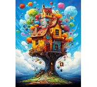 LOMSIOY Kit per pittura a mosaico con albero per adulti, pittura con casa con diamanti, rotondo pieno trapano di cristallo strass artigianato gemma arte per la decorazione della parete della casa 30,5