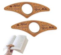 LOMSUXA 2 Pcs Segnalibro Legno con Supporto Pollice, Supporto per Pagine Libro, Porta Pagina, Carino Vintage Segnalibro per Pollice Naturale, Ideale Regalo per Appassionati di Libri (Versione incisa)