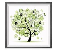 LOMTRATS Kit per punto croce stampato da 11 ct, kit da ricamo fai da te, albero della vita, primavera, per principianti o principianti, 45 cm * 45 cm, DHC00007C, Molla