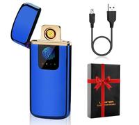 LOMUG Accendino Elettrico, Regali San Valentino per Lui, Accendino USB Ricaricabile Antivento Elettronico Accendino Indicatore di Batteria per Candele Cucina Barbecue Regalo Compleanno Uomini e Donne
