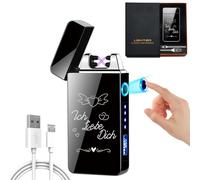 LOMUG - Accendino elettronico USB per lui con incisione "Ich Liebe Dich" - Ricaricabile, arco elettrico, con indicatore di batteria - Idea regalo per San Valentino