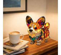 LOMUG Corgi - Lampada decorativa per cani luminosi, in resina, a LED per animali domestici, per gli appassionati di cani, decorazione per la casa dei bambini (Corgi A, piccola)