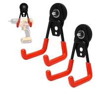 LOMUG Gancio magnetico da parete per garage, extra forte, gancio magnetico con doppio gancio, forti magneti da parete Heavy Duty per giardino, capannone, spazio degli attrezzi (2, 4,3 mm arancione)
