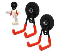 LOMUG Gancio magnetico da parete per garage, extra forte, gancio magnetico con doppio gancio, forti magneti da parete Heavy Duty per giardino, capannone, spazio degli attrezzi (2, 6,6 mm arancione)
