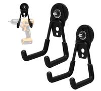 LOMUG Gancio magnetico da parete per garage, extra forte, gancio magnetico con doppio gancio, forti magneti da parete Heavy Duty per giardino, capannone, spazio degli attrezzi (2, 4,3 mm) nero)