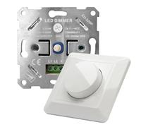 LOMUG Interruttore dimmer a LED, dimmer rotante, da incasso, per LED dimmerabili, 5 - 200 W/alogena, 5 - 200 W, dimmer per lampade a LED, dimmer LED da 230 V, bianco