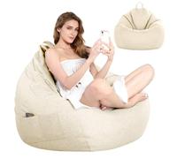 LOMUG Pouf XL per pouf da gioco, a forma di goccia (senza imbottitura), per adulti e bambini, per cameretta dei bambini, divano, animali morbidi, decorazione per esterni, 100 x 120 cm