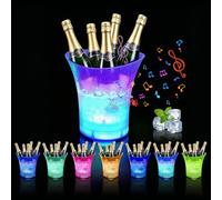 LOMUG Secchiello per ghiaccio a LED, 5 l, multicolore LED, secchio per spumante, secchio per ghiaccio con altoparlante Bluetooth, refrigeratore per bottiglie con cambio di colore, contenitore per
