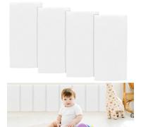 LOMUG Set di 4 pannelli decorativi rettangolari, utilizzabili come testiera o pannello di protezione dagli urti, riducono il rumore e migliorano l'acustica, 40 x 20 cm, colore bianco