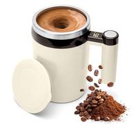 LOMUG Tazza da caffè auto-commovente con indicatore di temperatura, 380 ml, automatica, in acciaio inox, ricaricabile, per caffè, latte, cioccolata calda (marrone)