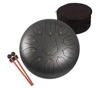 LOMUTY Steel Tongue Drum, 12 Pollici 11 Note Do Maggiore Accordato Tamburi in Acciaio, Strumento a Percussione con Bacchette per Tamburi e Borsa (Argento)