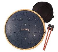 Lomuty Steel Tongue Drum, 13 Pollici 15 Note D Maggiore Accordato Tamburi in Acciaio, Strumento a Percussione con Bacchette per Tamburi e Borsa (Blu Marino)