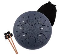 Lomuty Steel Tongue Drum, 6 Pollici 8 Note Do Maggiore Accordato Tamburi in Acciaio, Strumento a Percussione con Bacchette per Tamburi e Borsa (Blu Acciaio)