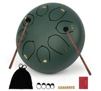 Lomuty Steel Tongue Drum, 6 Pollici 8 Note Do Maggiore Accordato Tamburi in Acciaio, Strumento a Percussione con Bacchette per Tamburi e Borsa (Turchese)