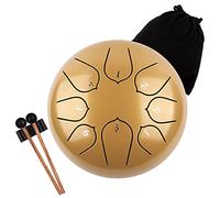 Lomuty Steel Tongue Drum, 6 Pollici 8 Note Do Maggiore Accordato Tamburi in Acciaio, Strumento a Percussione con Bacchette per Tamburi e Borsa (Oro)