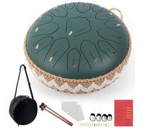 LOMUTY Steel Tongue Drum C Maggiore, 12 Pollici 30 cm 15 Note Handpan, Tamburo Lingua Acciaio per la Guarigione attraverso il Suono, Meditazione, Yoga, Rain Drum come Regalo, Verde