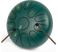 LOMUTY Steel Tongue Drum C Maggiore, 6 Pollici 15 cm 11 Note Handpan, Tamburo Lingua Acciaio per la Guarigione attraverso il Suono, Meditazione, Yoga, Rain Drum come Regalo, Verde