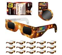 Lomvset Occhiali Eclipse Solar 2026 - Occhiali Eclipse Solare ISO 12312-2 CE certificati protezione UV e infrarossi per adulti e bambini + filtro per cellulare