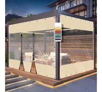Lona Transparente Impermeable PVC Rinforzato 580g/m² 100% Impermeabile con Occhielli e Cerniera per Serra Terrazzo Piscina Giardino e Protezione Pioggia,02,Height:2 x Length:1.2m
