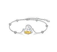 LONAGO Braccialetto Animale 925 Sterline D'argento Carino Coniglio Koala Scimmia Tigre Mucca Leone Braccialetto per le Donne